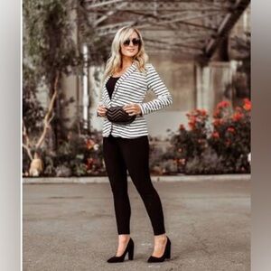 Black and White Striped Blazer